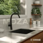 Grifería cocina canilla monocomando Mozart Milan premium color negro para mesada 9011