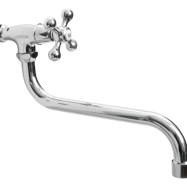 Canilla Pared Volante Cruz Pico Bajo Mozart 8569 Color Plateado