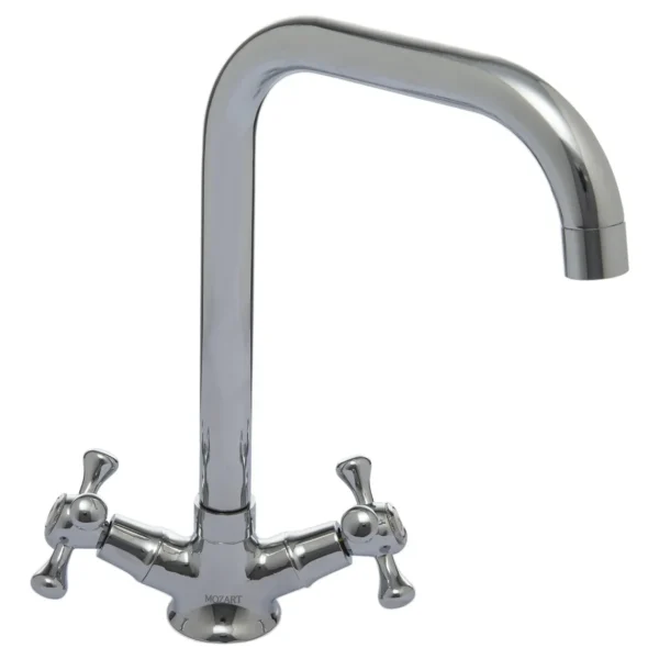 Mozart 9800 Grifería Mezcladora Cocina Mesada color plateado cromado doble comando