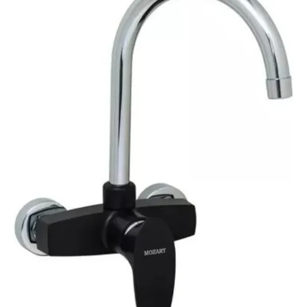 Grifería Monocomando Pared Abs Negra Pico J Doha Mozart