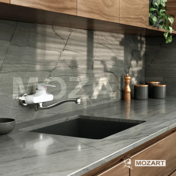 Grifería cocina canilla monocomando Mozart Doha ABS de pared color blanco 7490