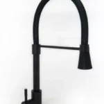 Grifería cocina canilla monocomando Mozart Dallas premium color negro rociador flexible 7082