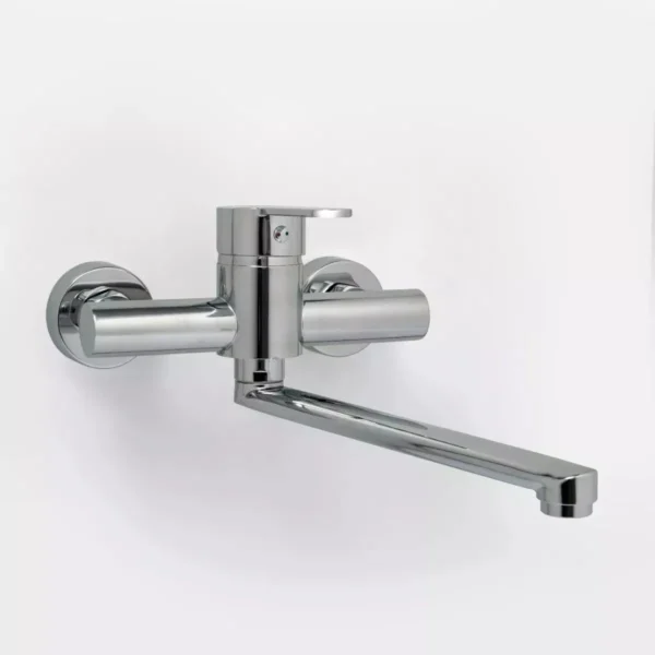 VML Premium grifería monocomando cocina pared cromada color plateado