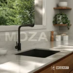 Grifería cocina canilla monocomando Mozart Tokio premium mesada pico L color negro 7353