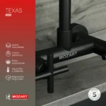 Grifería Cocina Negra Canilla Mezcladora Pared Mozart Texas Premium 7074 - Imagen 3