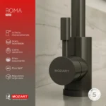 Grifería Cocina Canilla Monocomando Mozart Roma Premium Pico Movible 360° Color Negro 7107 - Imagen 3