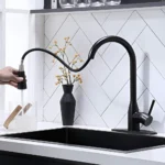 Grifería Cocina Canilla Monocomando Mozart Rio Premium Rociador Extraíble Color Negro 7178