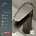 Grifería Lavatorio Canilla Monocomando Mozart Doha Abs Bajo Color Negro 7261 - Imagen 3