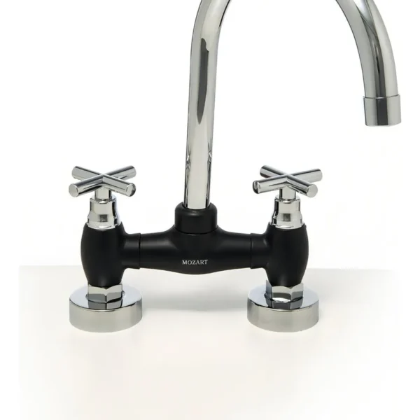 Grifería Cocina Canilla Doble Comando Mozart Pekin Mezcladora De Mesada Abs Pico J Cromado 7273