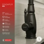 Grifería Cocina Canilla Monocomando Mozart Singapur Premium Rociador Extraíble Color Negro 7390 - Imagen 3