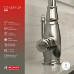 Grifería Cocina Canilla Monocomando Mozart Singapur Premium Rociador Extraíble Color Cromado 7391 - Imagen 3