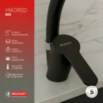 Grifería Cocina Canilla Monocomando Mozart Madrid Mesada Pico Cisne Color Negro 7584 - Imagen 3