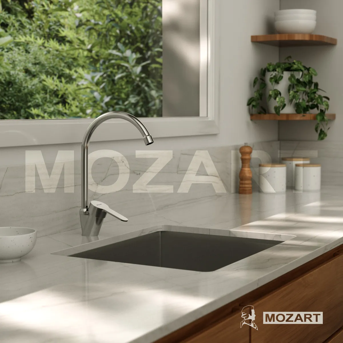 8582 Grifería Cocina Canilla Monocomando Mozart Madrid Pico J Color Cromado 8582 - Imagen 1