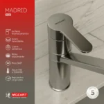 Grifería De Cocina Mozart Madrid 9028 Monocomando Plateado - Imagen 2