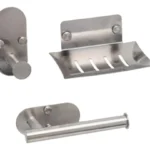 Kit Accesorios Set De Baño Acero Inoxidable 3 Piezas Mozart London Color Acero 9200