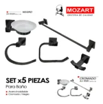 Kit Accesorio Baño Acero Inoxidable 5 Piezas Mozart Panamá Color Negro 9320 - Imagen 2