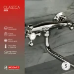 Grifería Cocina Pared Canilla Doble Comando Mozart Mezcladora Pico Bajo Color Cromado 9586 - Imagen 3